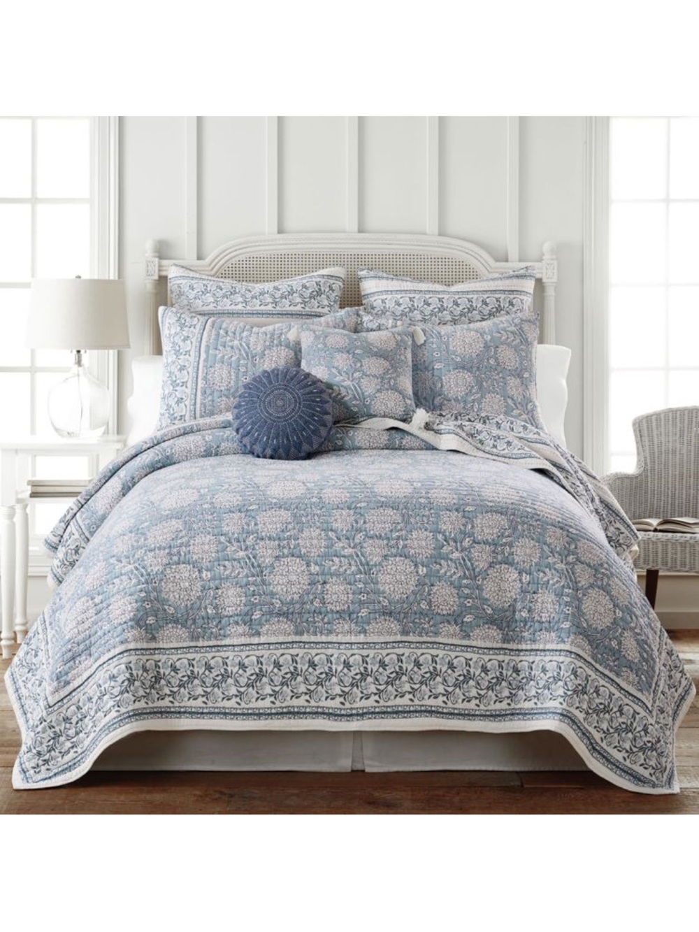 Levtex Blue Floral Quilted Comforter Set
